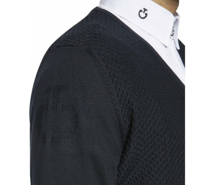 cavalleria toscana men s wool knit honeycomb boat neck sweater image