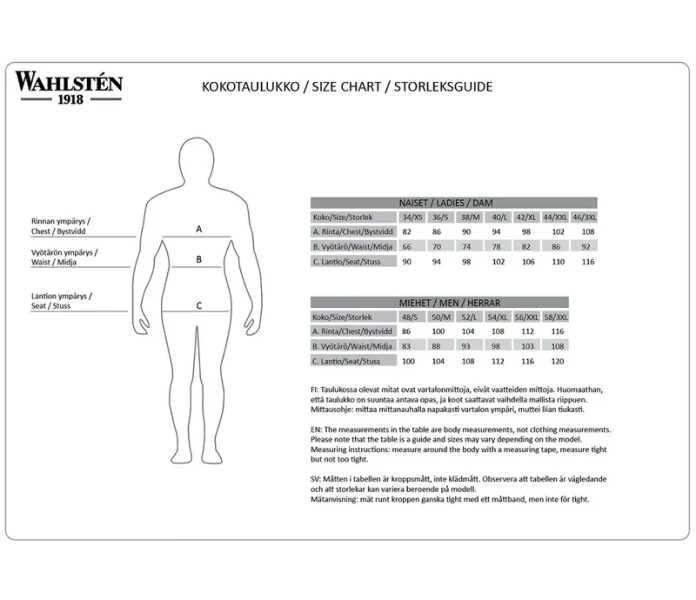 ilseman size chart kuva